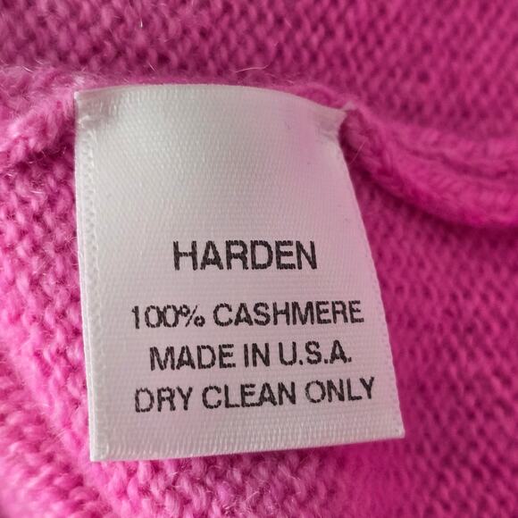 Harden 100% Cashmere Sweater S Pink US Made Luxury Soft Knit Crew Neck Designer - Picture 9 of 11